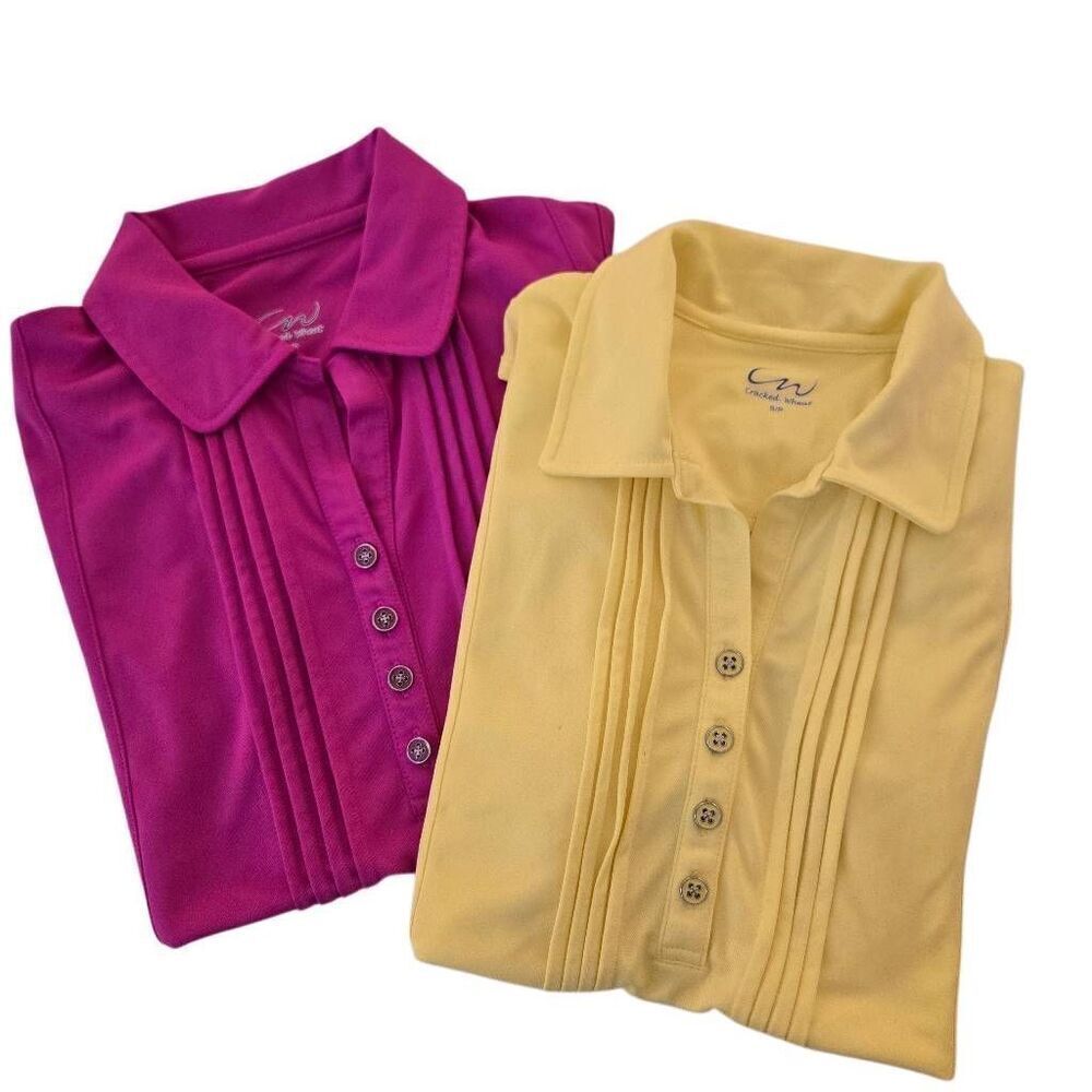 Cracked Wheat Womens Two Fanny Pintuck Sleeveless Pink Yellow Polo Tops SP